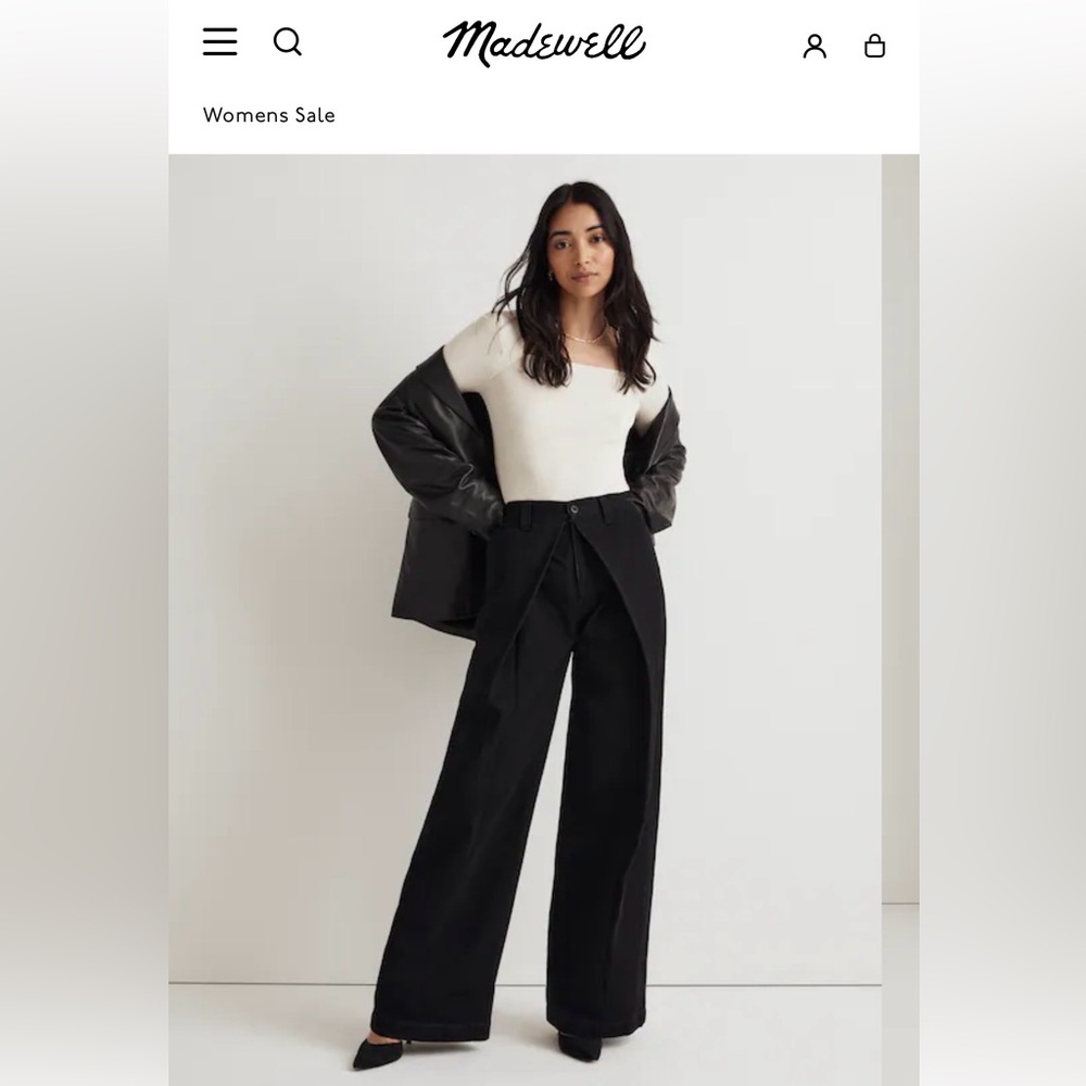 Madewell Black Extra Wide-Leg Jean Trousers